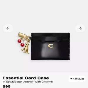 Coach Essential Card Case
In Spazzolato Leather With Charms Leather Card Holdr